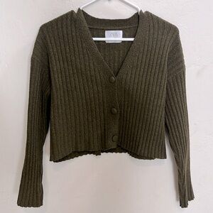 Zara olive green cardigan 11-12